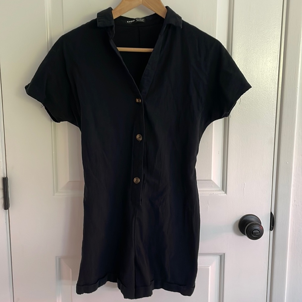 Shein Black Cotton Romper Size 6